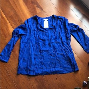 NWT LUCKY BRAND LIGHTWEIGHT ROYAL BLUE PEASANT TOP